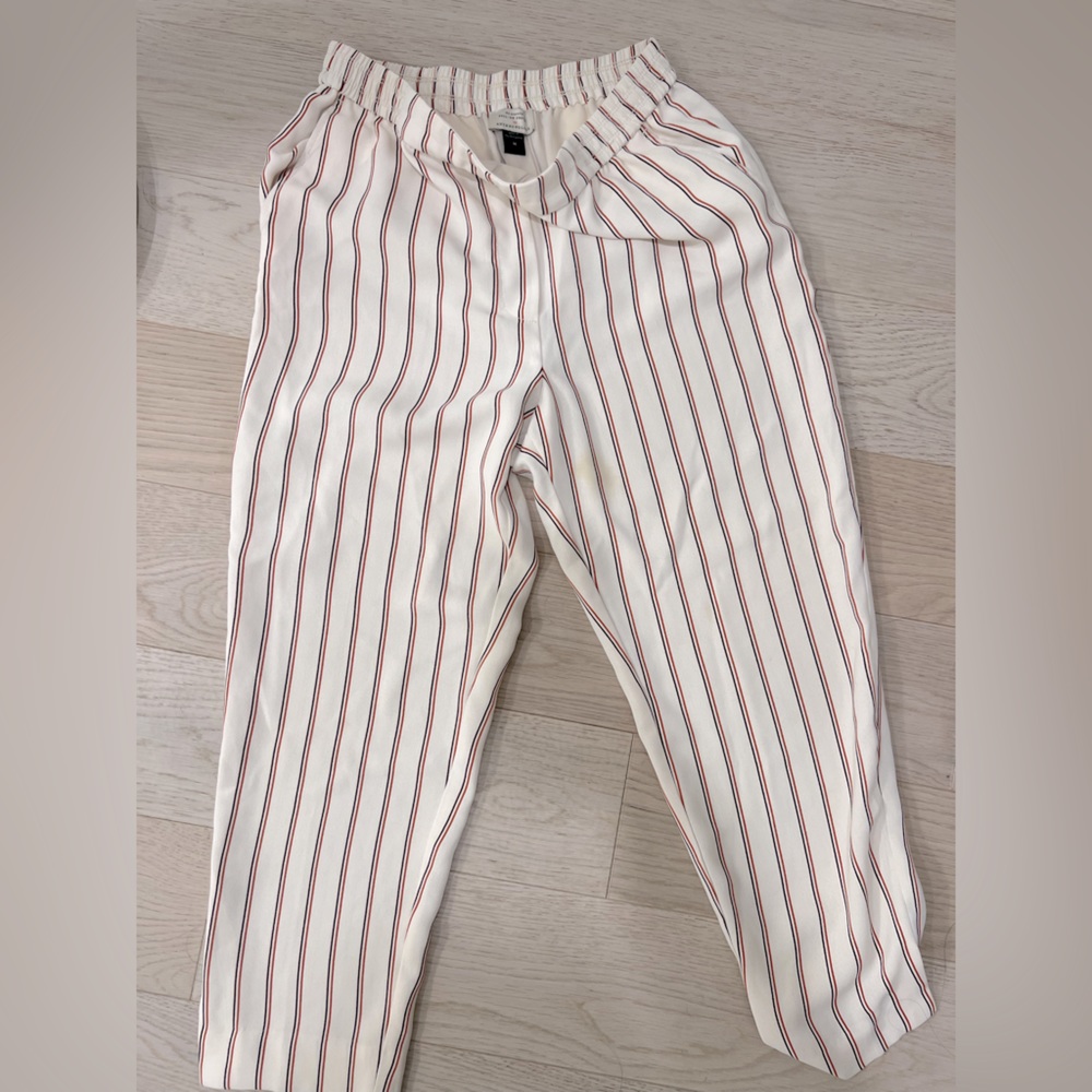 Anthropologie white stripe pants